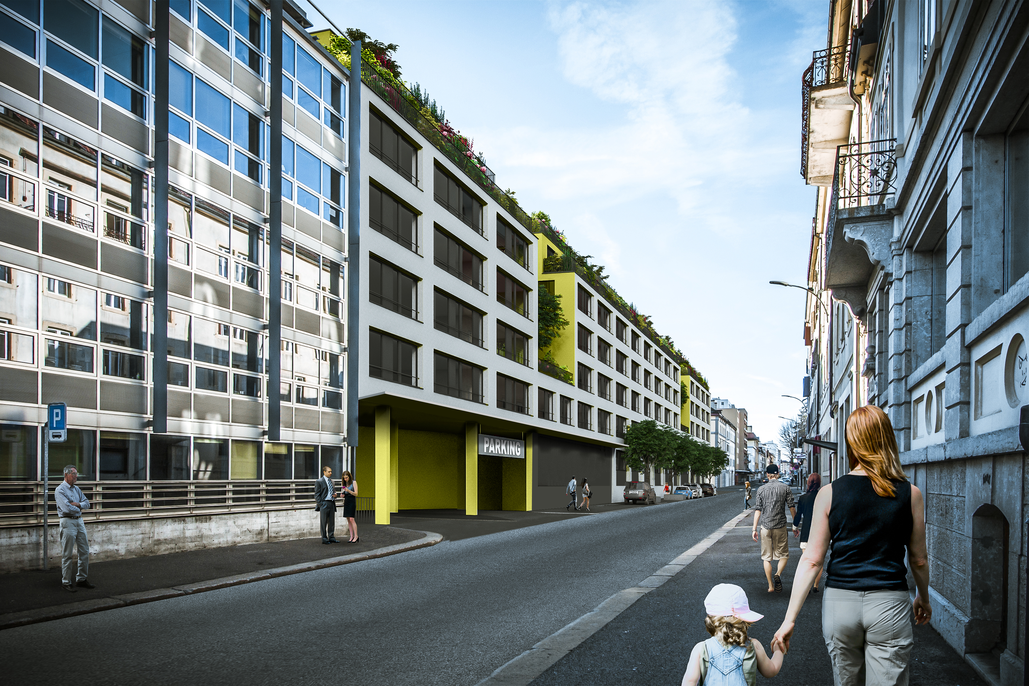 Das Projekt «ILOT» im Zentrum von La Chaux-de-Fonds (Visualisierung: Dubois SA, La Chaux-de-Fonds)